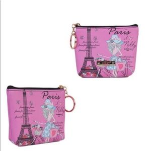 NEW  Pink Eiffel Tower Keychain Coin Purse